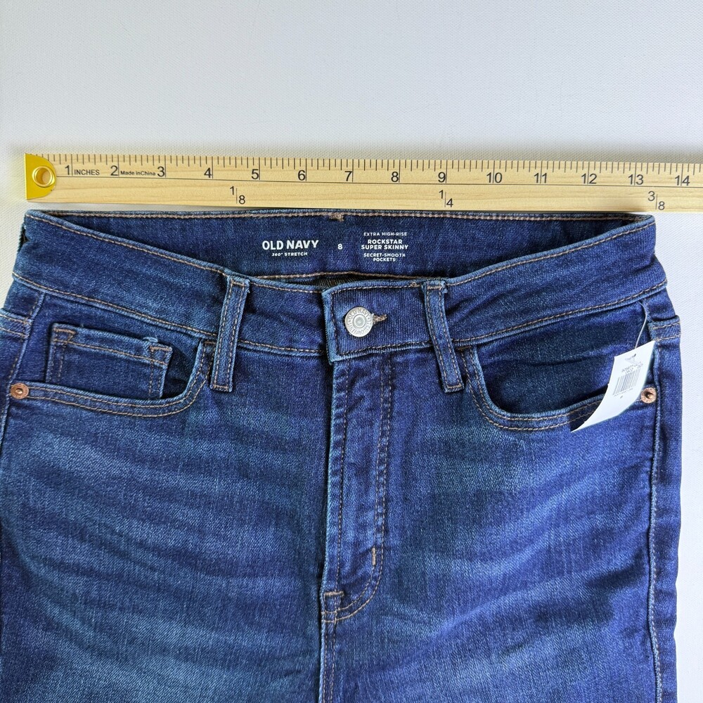 Old Navy NWT Extra High-Rise Rockstar Super Skinny Women's Jeans Sz 8 Med. Wash - Picture 10 of 16